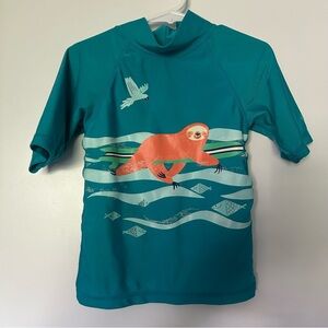 UV Skinz Half Sleeve Sloth Graphic Sun And Swim Shirt